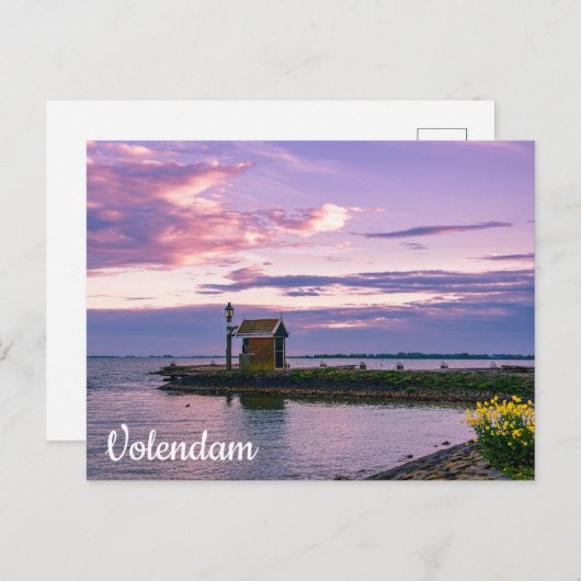 Roze zonsondergang over het meer briefkaart (Voorkant / Achterkant)