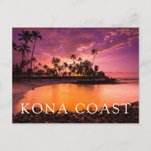 Roze zonsondergang van Hawaïaanse strand Briefkaart
