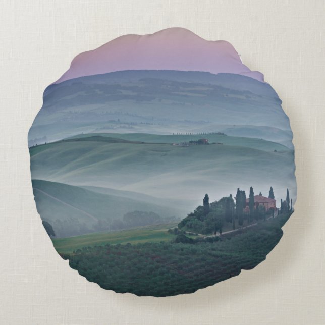 Roze zonsopgang over het Toscane landschap rond de Rond Kussen (Achterkant)