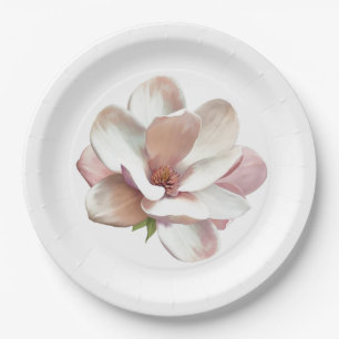 Roze Zuidelijke magnolia Papieren Bordje
