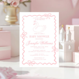 Roze Zwanenprinses Boog Coquette Baby Meisje Showe Kaart