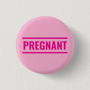 Roze zwangere ronde button 3,2 cm