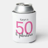 Roze zwart 50 en fantastische 50e verjaardag blikjeskoeler (Blikje Achterkant)