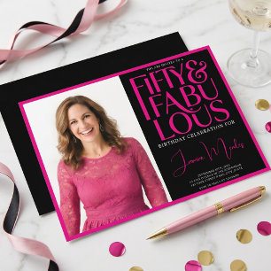 Roze Zwart 50 & Fabulous Elegante Verjaardag  Kaart
