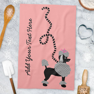 Roze zwart, 50 jaar, poodle theedoek