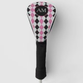 Roze zwart Argyle-logo Golfheadcover (Voorkant)