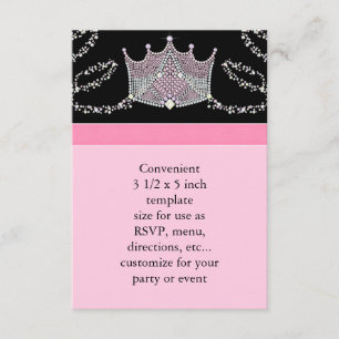 Roze Zwart Baby Meisje Princess Baby shower RSVP