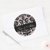 Roze Zwart Bruid bruidegom Damask bruiloft zegel (Envelop)