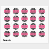 Roze, Zwart Bruiloft Damask Dank u Label (Vel)