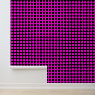 Roze Zwart Checker Diamant Patroon Behang