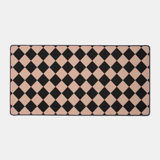 Roze Zwart Checker Diamant Patroon Bureaumat (Voorkant)