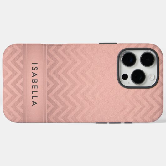 Roze & Zwart Chevron Faux Roos Gouden Folie Monogr Case-Mate iPhone Case (Achterkant (horizontaal))
