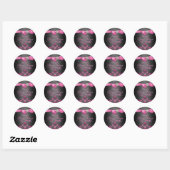 Roze/Zwart Damask & Bow Sweet 16 Envelope seal Ronde Sticker (Vel)