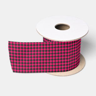 Roze Zwart Diamant Schachbrett Motief Lint