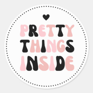 Roze zwart dingen binnenin zwart ronde sticker