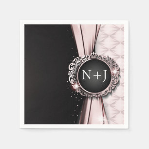 Roze & Zwart Elegant Luxe Bruiloft Servet