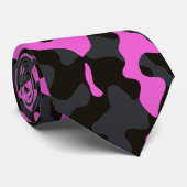 Roze, zwart en grijs camouflagepatroon stropdas (Opgerold)