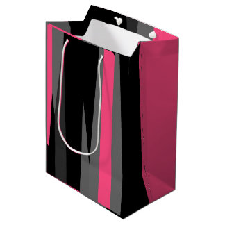 Roze zwart en grijs medium cadeauzakje