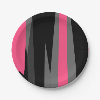 Roze zwart en grijs papieren bordje