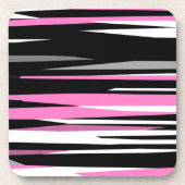 Roze zwart en wit Abstract Bier Onderzetter (Voorkant)