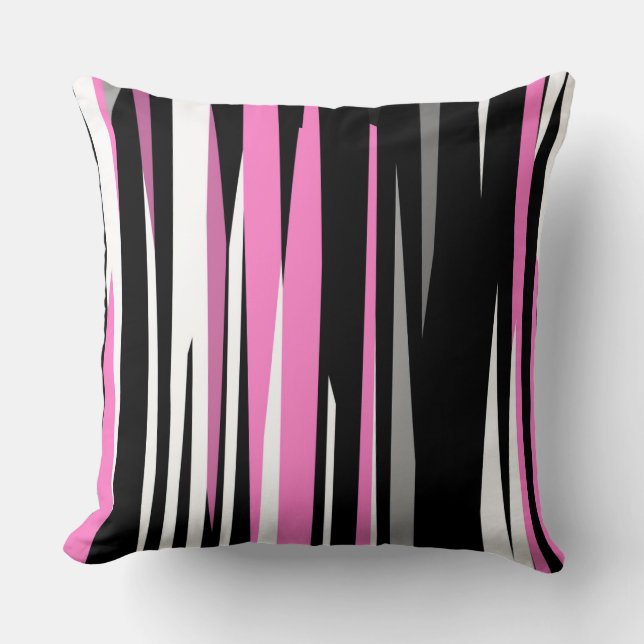 Roze zwart en wit Abstract Kussen (Voorkant)