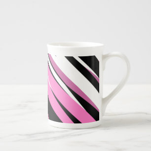 Roze zwart en wit Abstract Porselein Kop