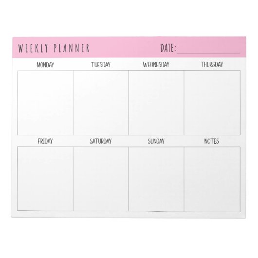 Roze, Zwart en Wit, Weekplanner, Notitieblok (Voorkant)