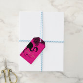 Roze & Zwart Flamingo & Palm Party Favor Custom Cadeaulabel (Met Touw)