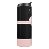 Roze & Zwart  Gepersonaliseerd Hart Thermosbeker (Gedraaid links)