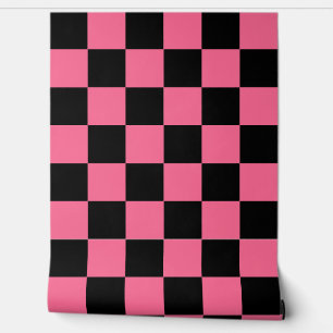 Roze Zwart Geruit Check Wall Decor Behang