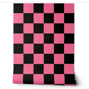 Roze Zwart Geruit Check Wall Decor Behang