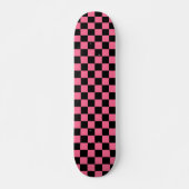 Roze zwart geruit controlepatroon skateboard (Voorkant)
