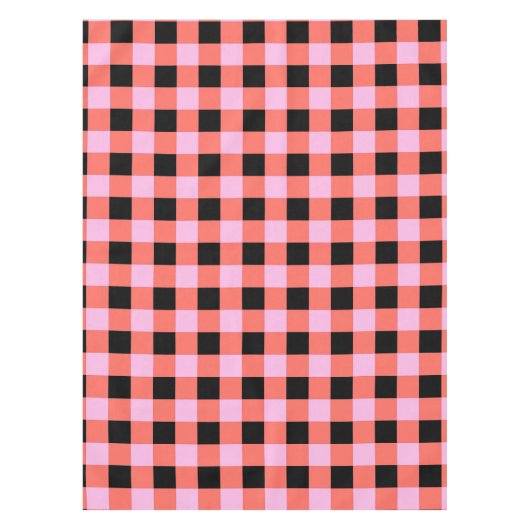 Roze Zwart geruit Gingham Patroon Tafelkleed (Voorkant)