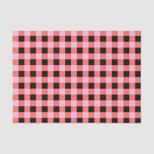 Roze Zwart geruit Gingham Patroon Tissuepapier (Voorkant)