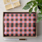 Roze Zwart geruit Gingham Patroon Tissuepapier (Geschenk)