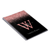 Roze zwart Glitter Elegant Script Name Notitieboek (Rechterzijde)
