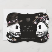 Roze Zwart Gotisch Roos & Skelet "samen met" Kaart (Achterkant)