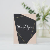 Roze zwart & goud geometrisch Dank u Briefkaart (Staand voorkant)