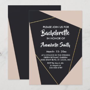 Roze zwart & goud geometrische vrijgezel kaart