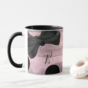 Roze & Zwart Goud Gepolkte Stippen Chique Strik Tr Mok