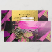 Roze Zwart Goud Glitter Modern Cadeaubon (Voorkant / Achterkant)