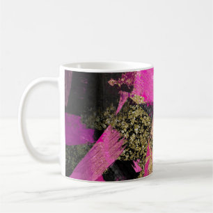Roze Zwart Goud Glitter Moderne Borstel Glam Grung Koffiemok