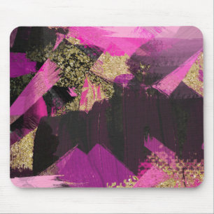 Roze Zwart Goud Glitter Moderne Borstel Glam Grung Muismat