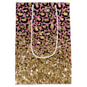 Roze Zwart Goud Luipaard Glitter Medium Cadeauzakje (Achterkant)