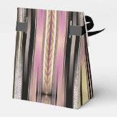 Roze Zwart Goud Pinstripes Party Bedankdoosjes (Achterkant)
