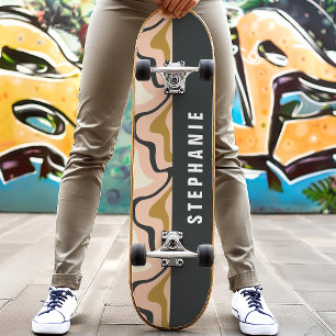 Roze Zwart Goud Retro Moderne Abstracte Marmer Dra Skateboard