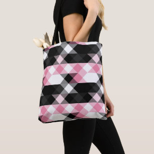 roze zwart grijs wit geometrisch draagtas