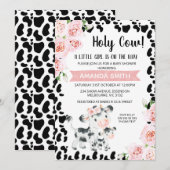 Roze Zwart Heilige Koe Bloemen Koe Print Baby show Kaart (Voorkant / Achterkant)