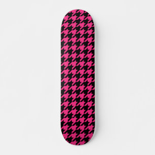 Roze Zwart Houndstooth Schotse ruit Skateboard
