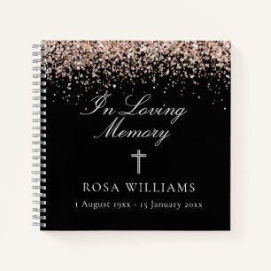 Roze zwart in liefhebbend geheugen Funeral Guest B Notitieboek
